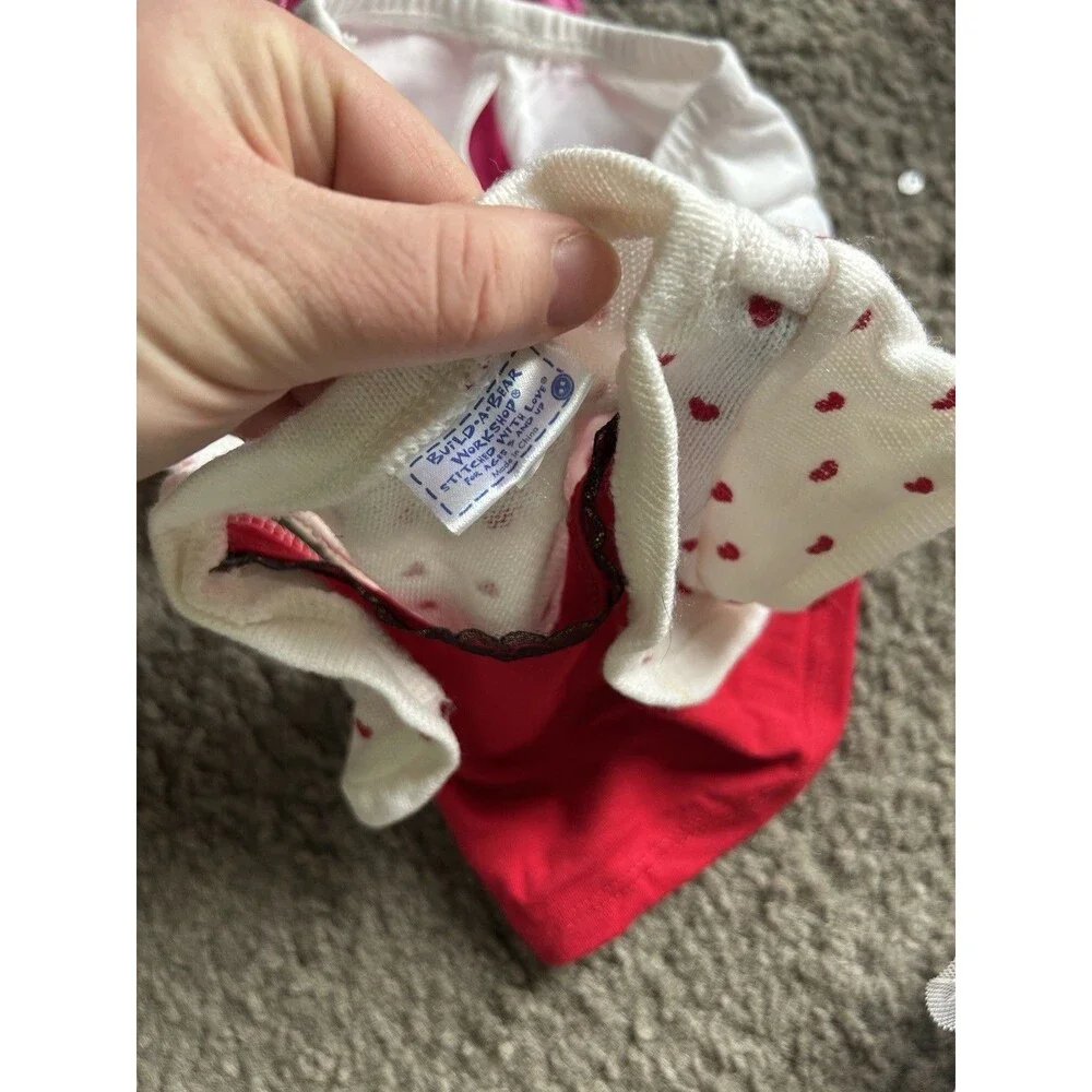 6 Piece Build A Bear Girls Summer Spring Clothing Lot Pink, Red, White